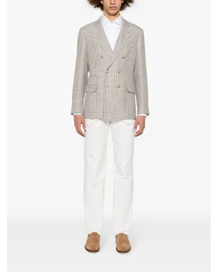 Brunello Cucinelli プリンスオブウェールズ チェック ブレザー - ホワイト - サムネイル2