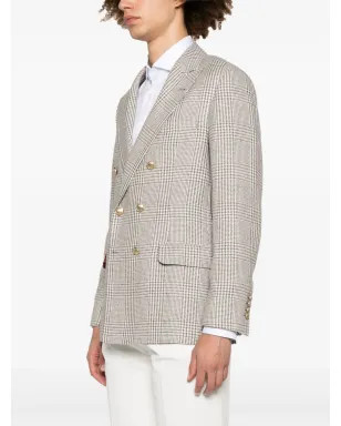 Brunello Cucinelli プリンスオブウェールズ チェック ブレザー - ホワイト - サムネイル3