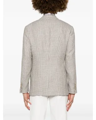 Brunello Cucinelli プリンスオブウェールズ チェック ブレザー - ホワイト - サムネイル4