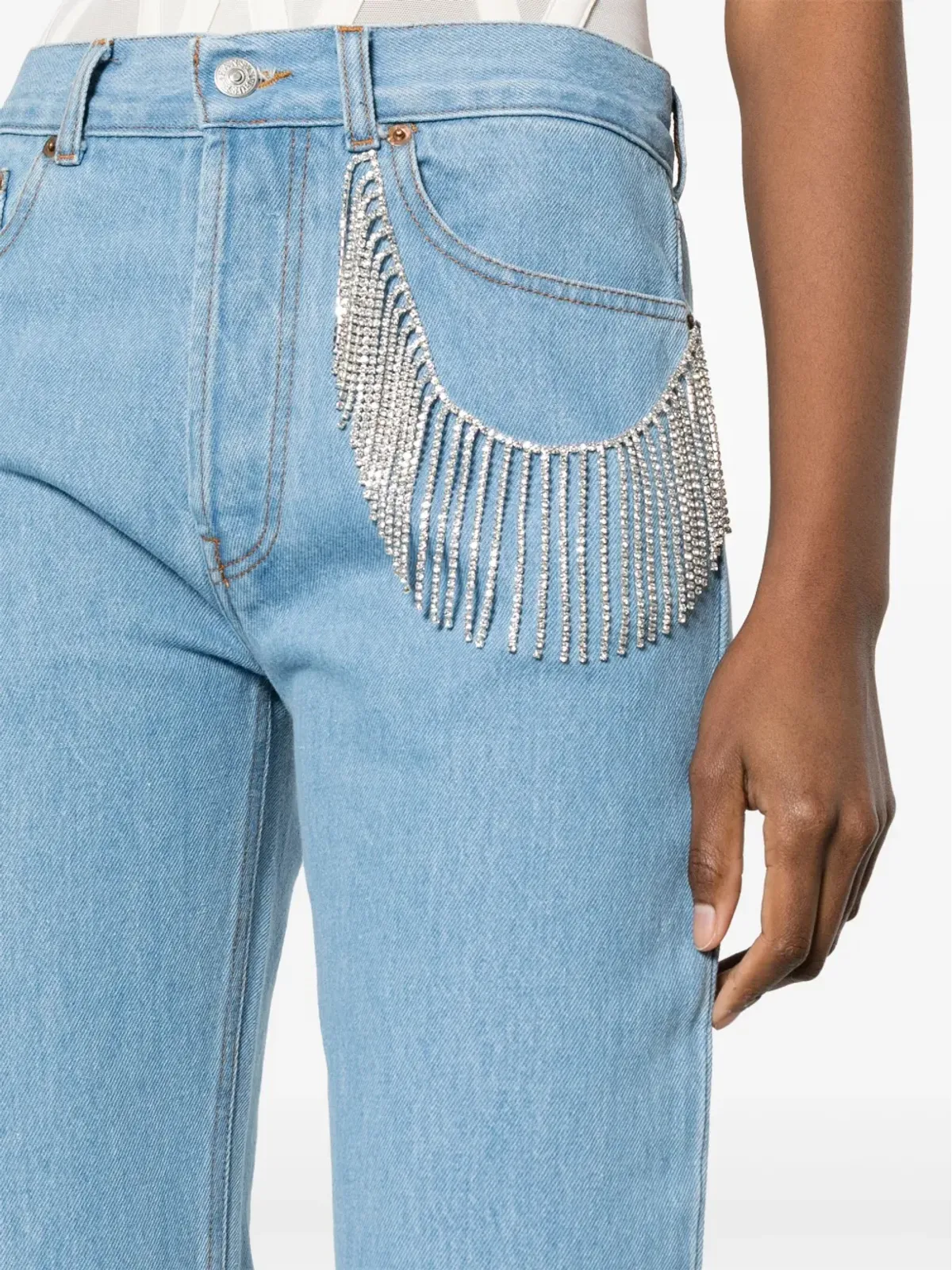 Forte Dei Marmi Couture クリスタル装飾ストレートジーンズ - 画像5