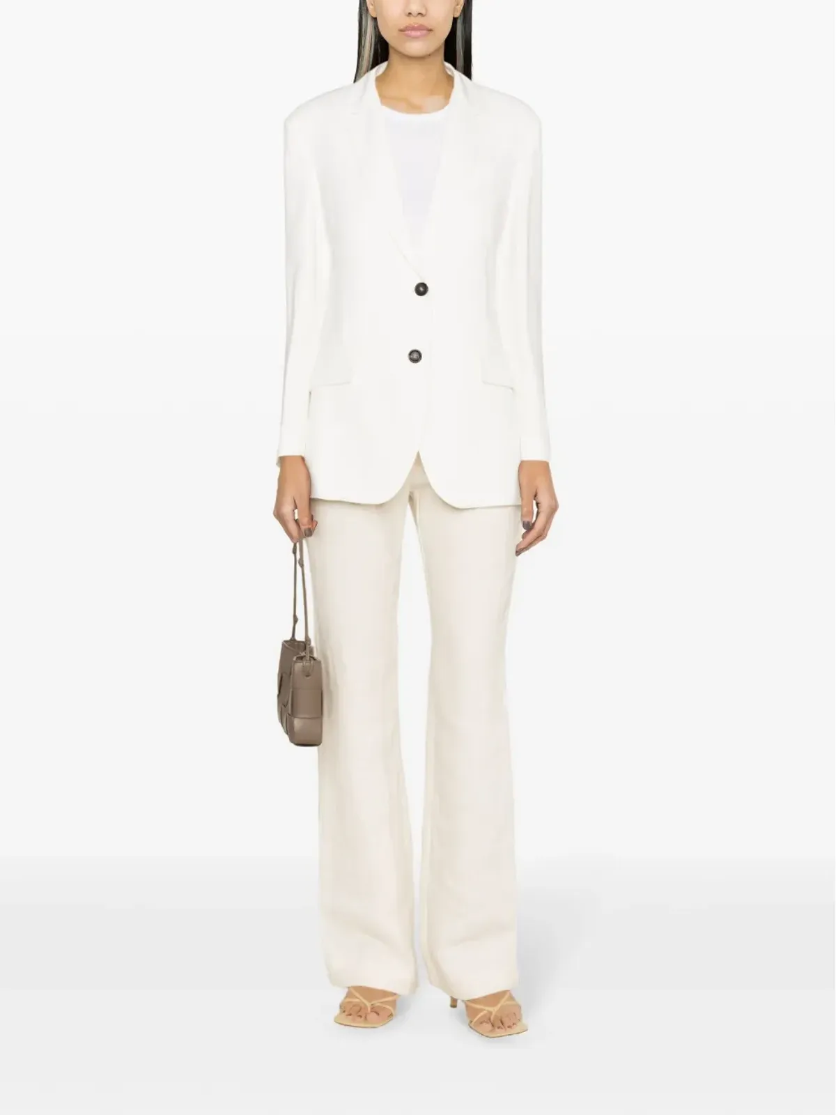 Brunello Cucinelli ノッチドラペル付きシングルブレスト ブレザー - ホワイト - 画像2
