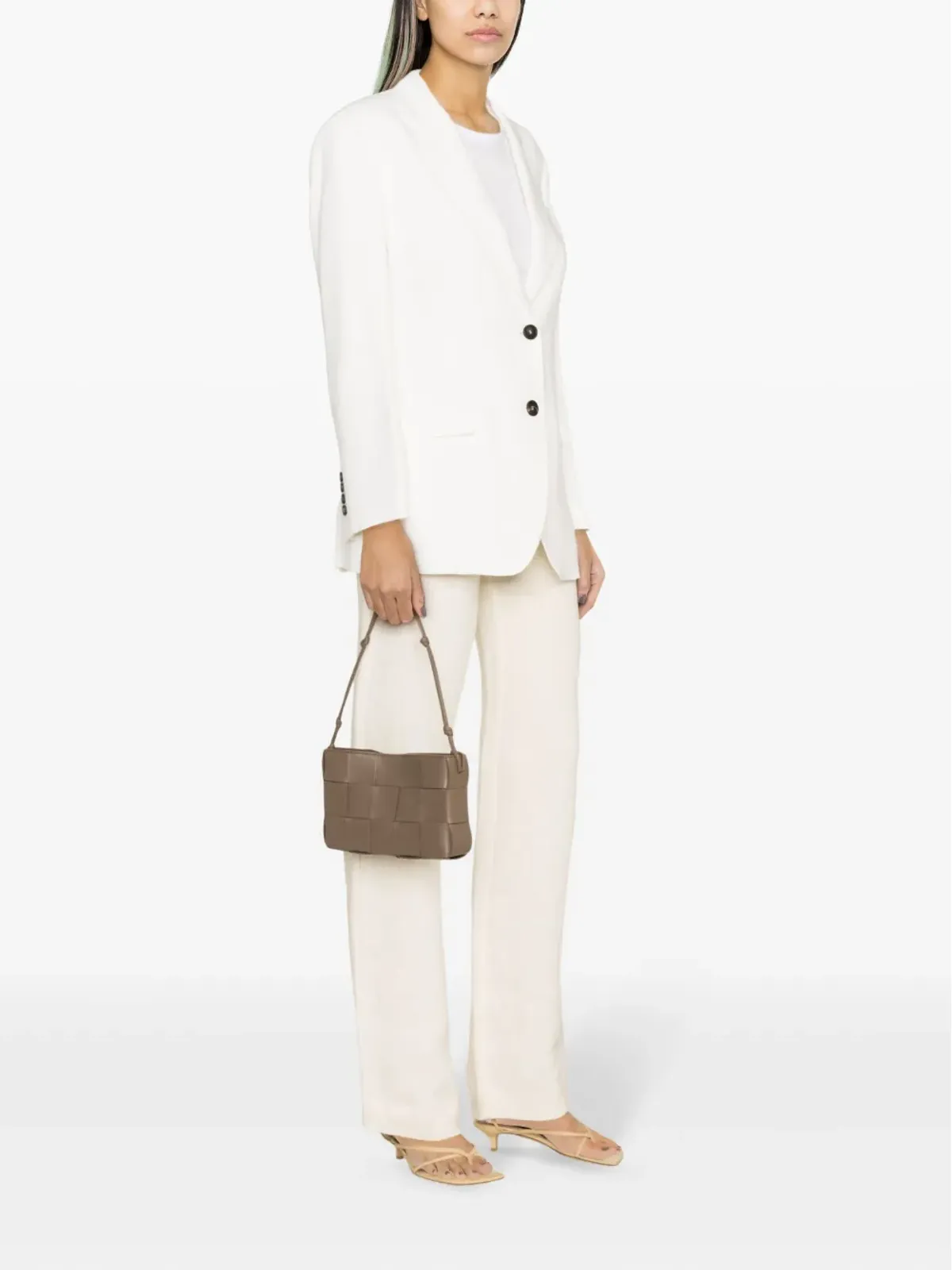 Brunello Cucinelli ノッチドラペル付きシングルブレスト ブレザー - ホワイト - 画像3