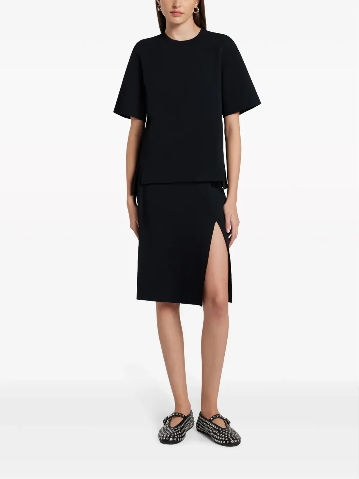 Stella McCartney コンパクトニット Tシャツ - ブラック - 画像2