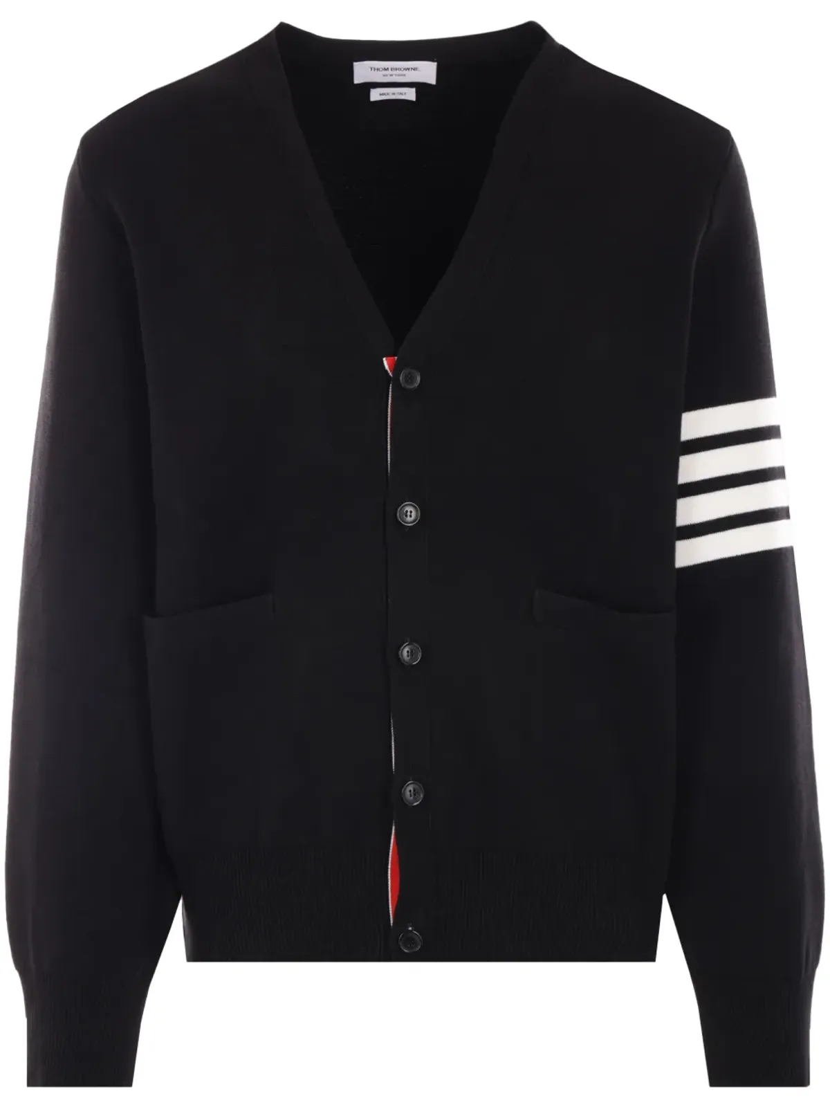 Thom Browne ストライプ入り コットン カーディガン - ブラック - 画像1