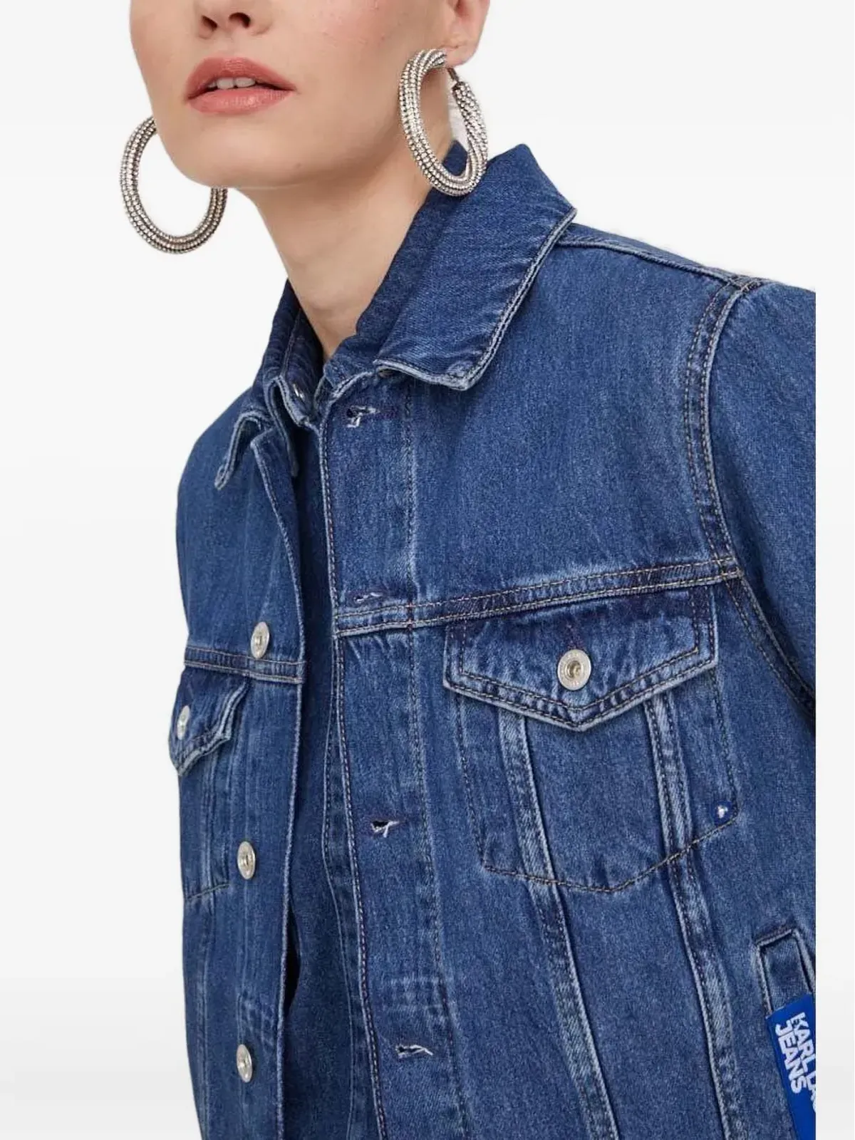 Karl Lagerfeld ロゴパッチ デニムジャケット ブルー - 画像4