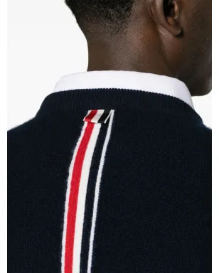 Thom Browne ネイビーの RWBストライプ ウールニットセーター - サムネイル5