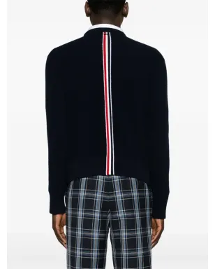 Thom Browne ネイビーの RWBストライプ ウールニットセーター - サムネイル4