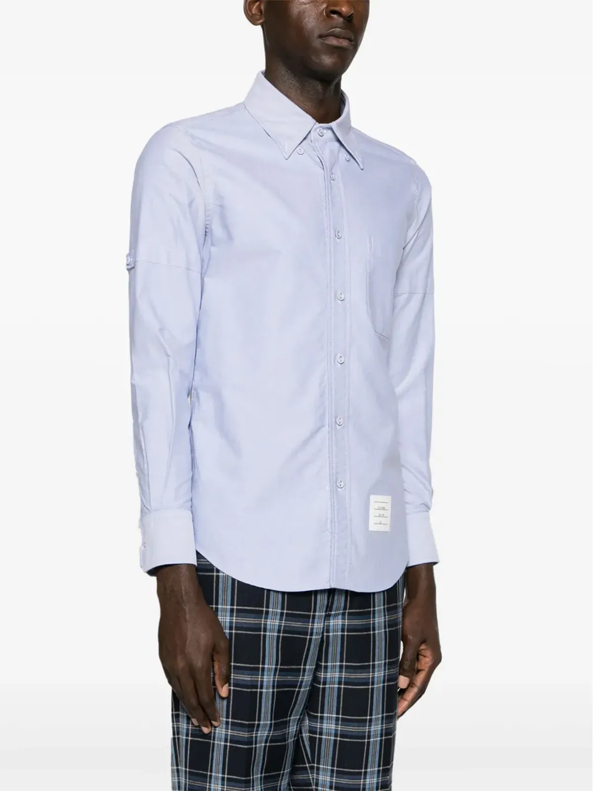 Thom Browne アームバンド付き コットンシャツ ブルー - 画像3