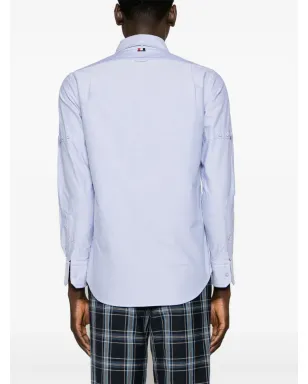 Thom Browne アームバンド付き コットンシャツ ブルー - サムネイル4