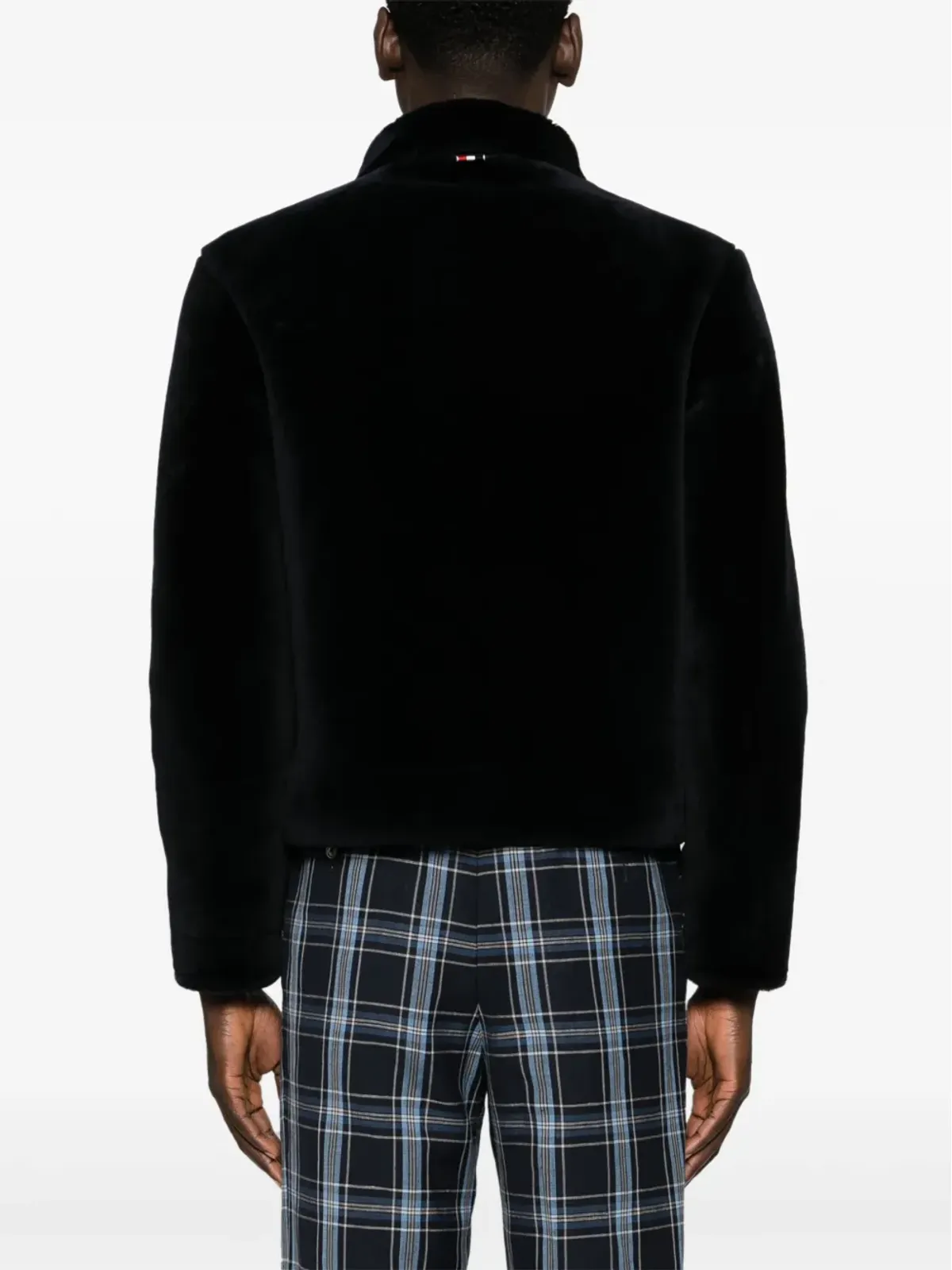 Thom Browne フェイクファー レザー ジャケット ブルー - 画像4