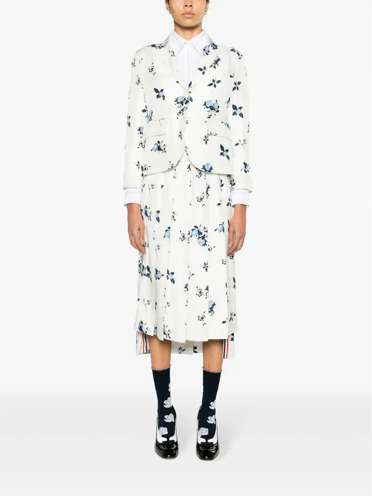 Thom Browne フローラルプリント シルク ブレザー - ホワイト - 画像2