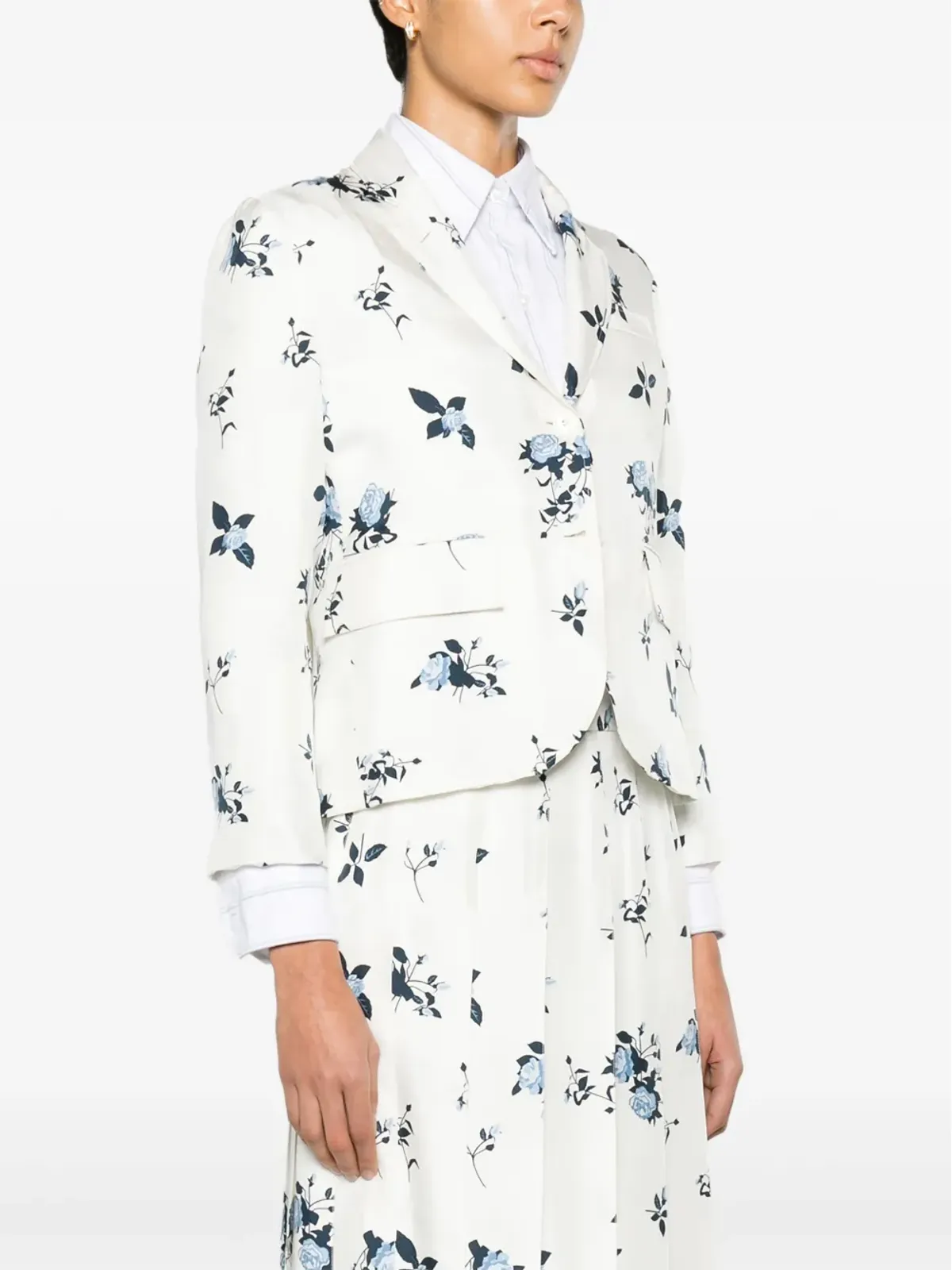Thom Browne フローラルプリント シルク ブレザー - ホワイト - 画像3