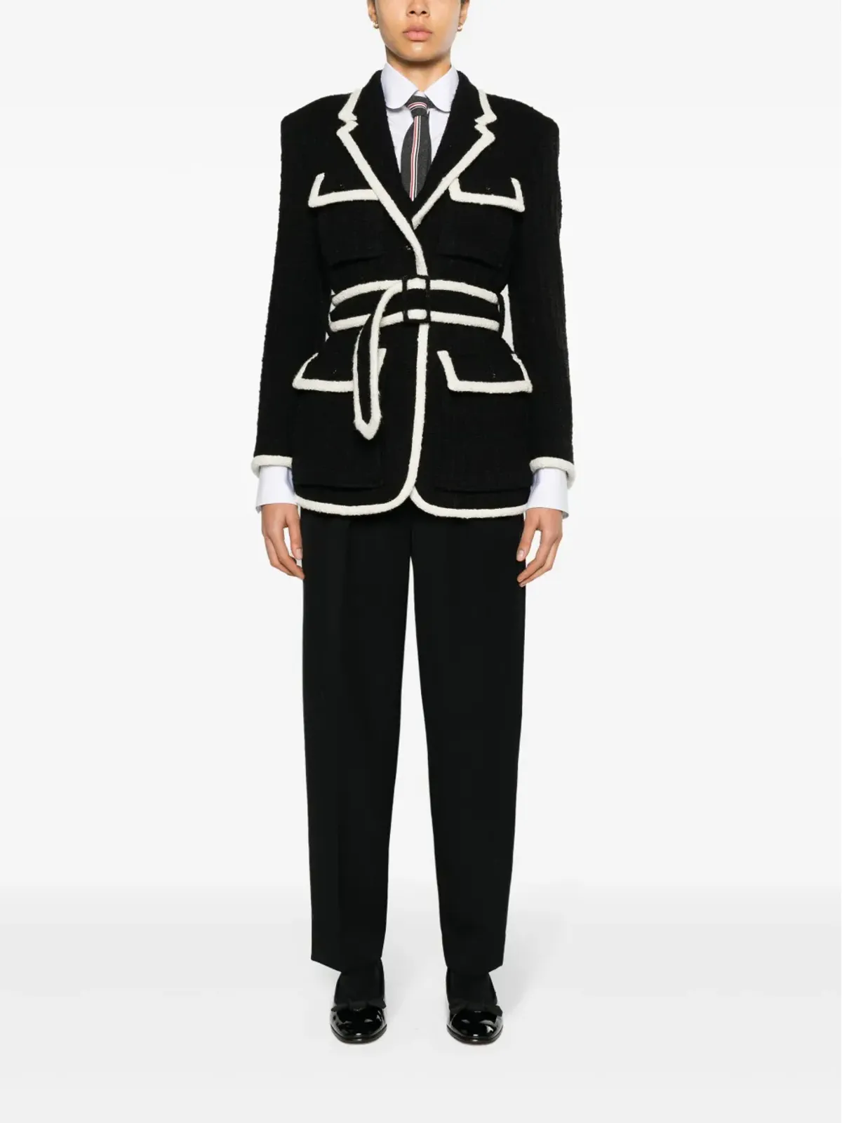 Thom Browne ベルト付きツイードジャケット - 画像2