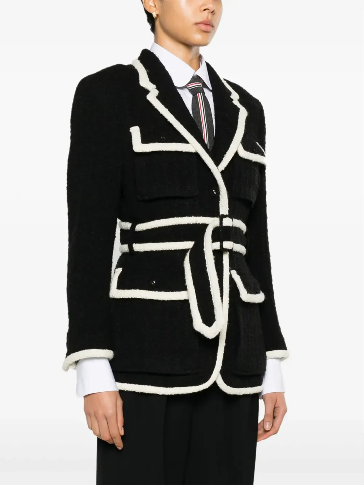Thom Browne ベルト付きツイードジャケット - 画像3