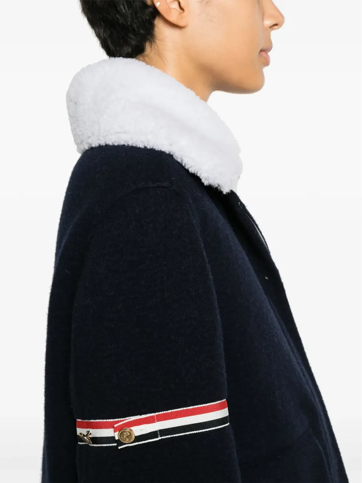 Thom Browne RWBストライプ柄のシェアリングカラー ジャケット - ブルー - 画像5