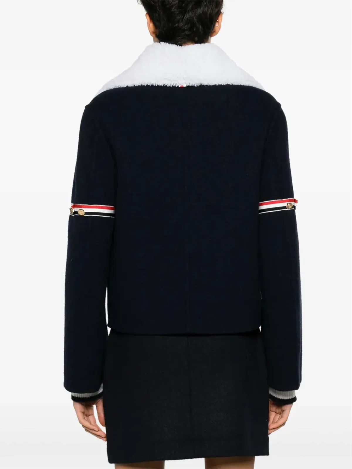 Thom Browne RWBストライプ柄のシェアリングカラー ジャケット - ブルー - 画像4