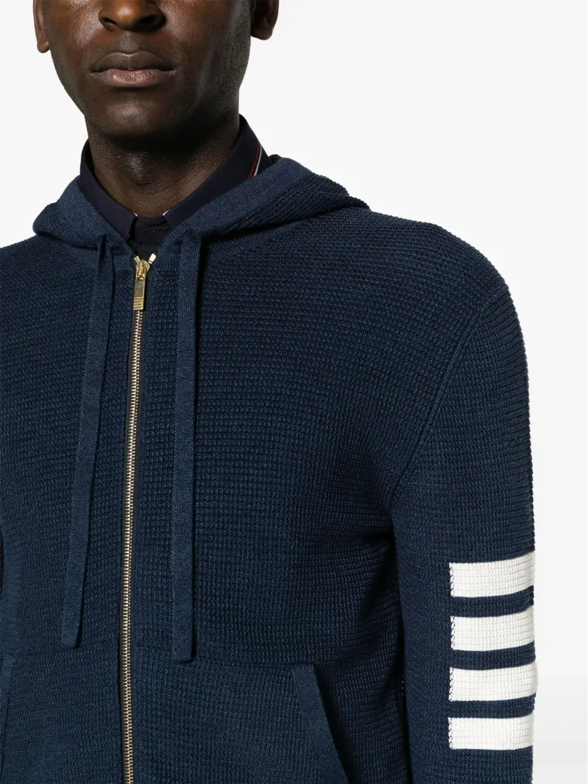 Thom Browne ビンテージ 4-Barストライプ ワッフルニット フーディ - 画像5