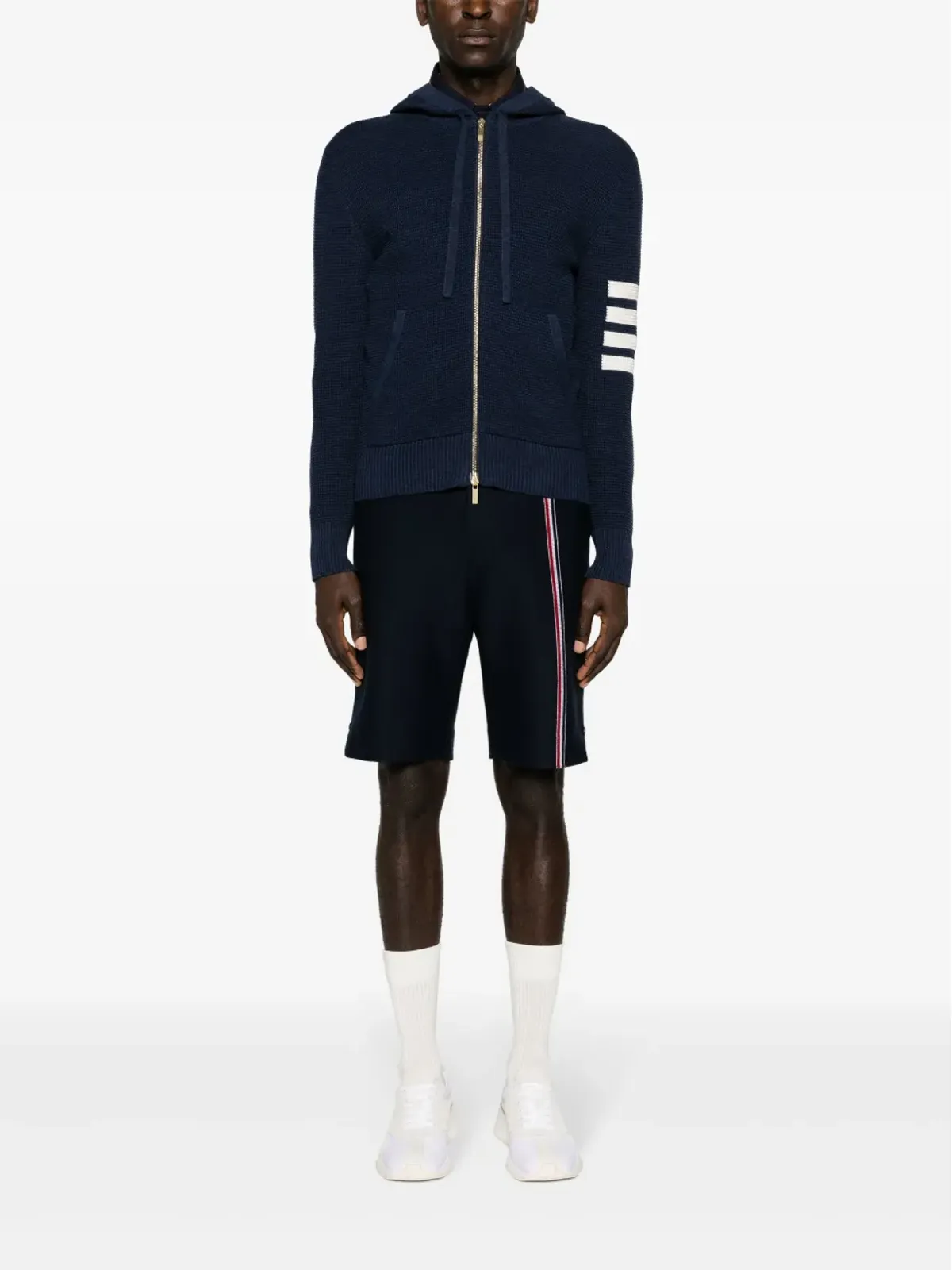 Thom Browne ビンテージ 4-Barストライプ ワッフルニット フーディ - 画像2