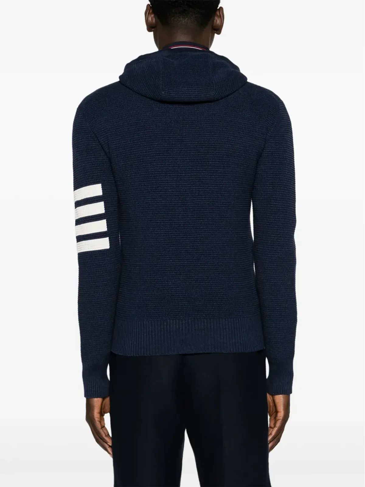 Thom Browne ビンテージ 4-Barストライプ ワッフルニット フーディ - 画像4