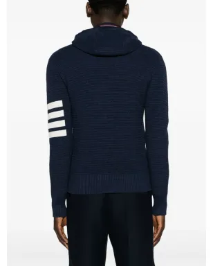 Thom Browne ビンテージ 4-Barストライプ ワッフルニット フーディ - サムネイル4