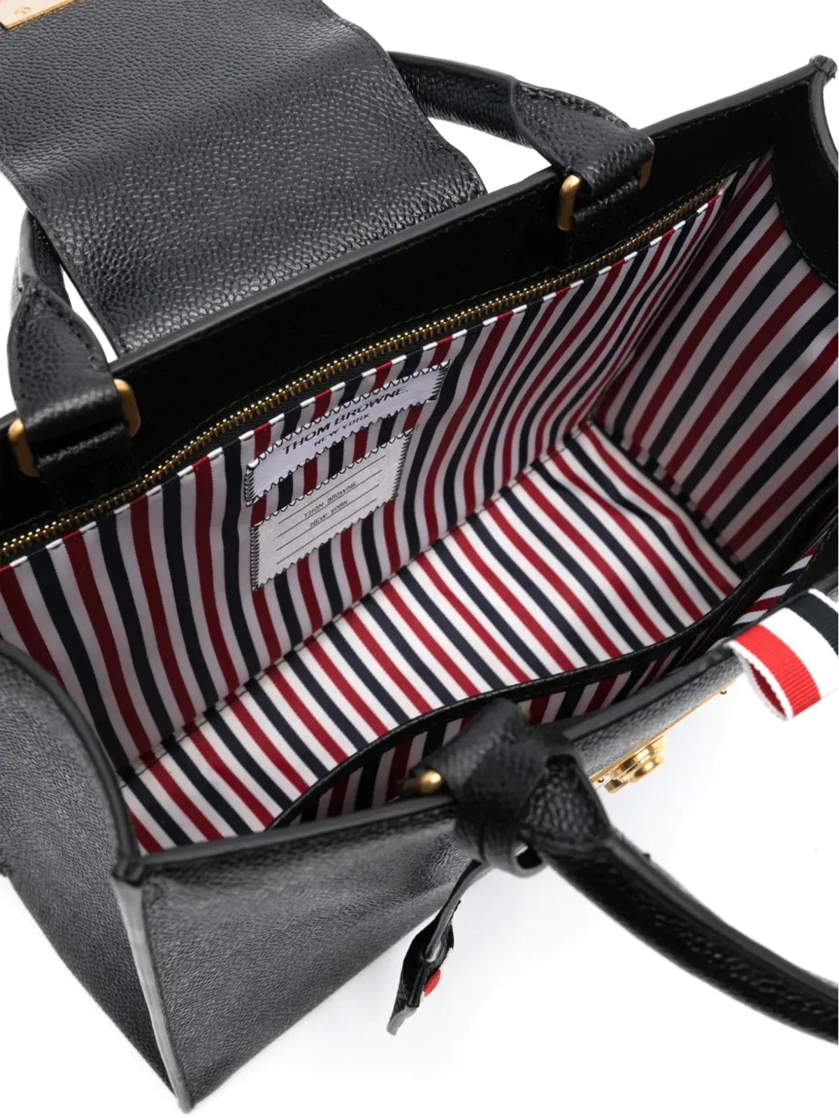 Thom Browne ミニ Mr. Thom レザートートバッグ - ブラック - 画像5