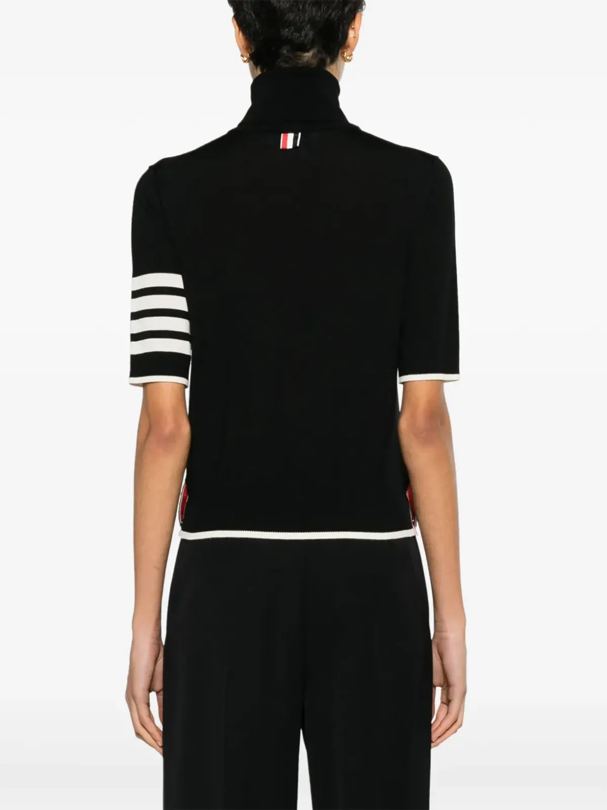 Thom Browne ストライプディテールの半袖ニットジャンパー - ブラック - 画像4