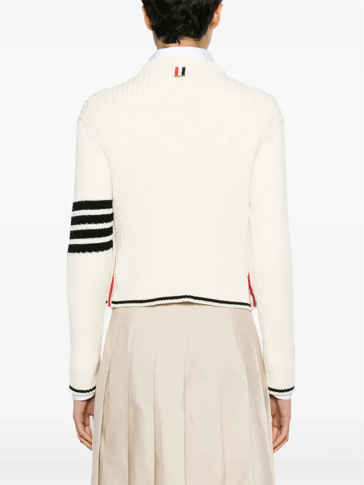 Thom Browne ストライプディテールのケーブルニット ジャンパー - ホワイト - 画像4