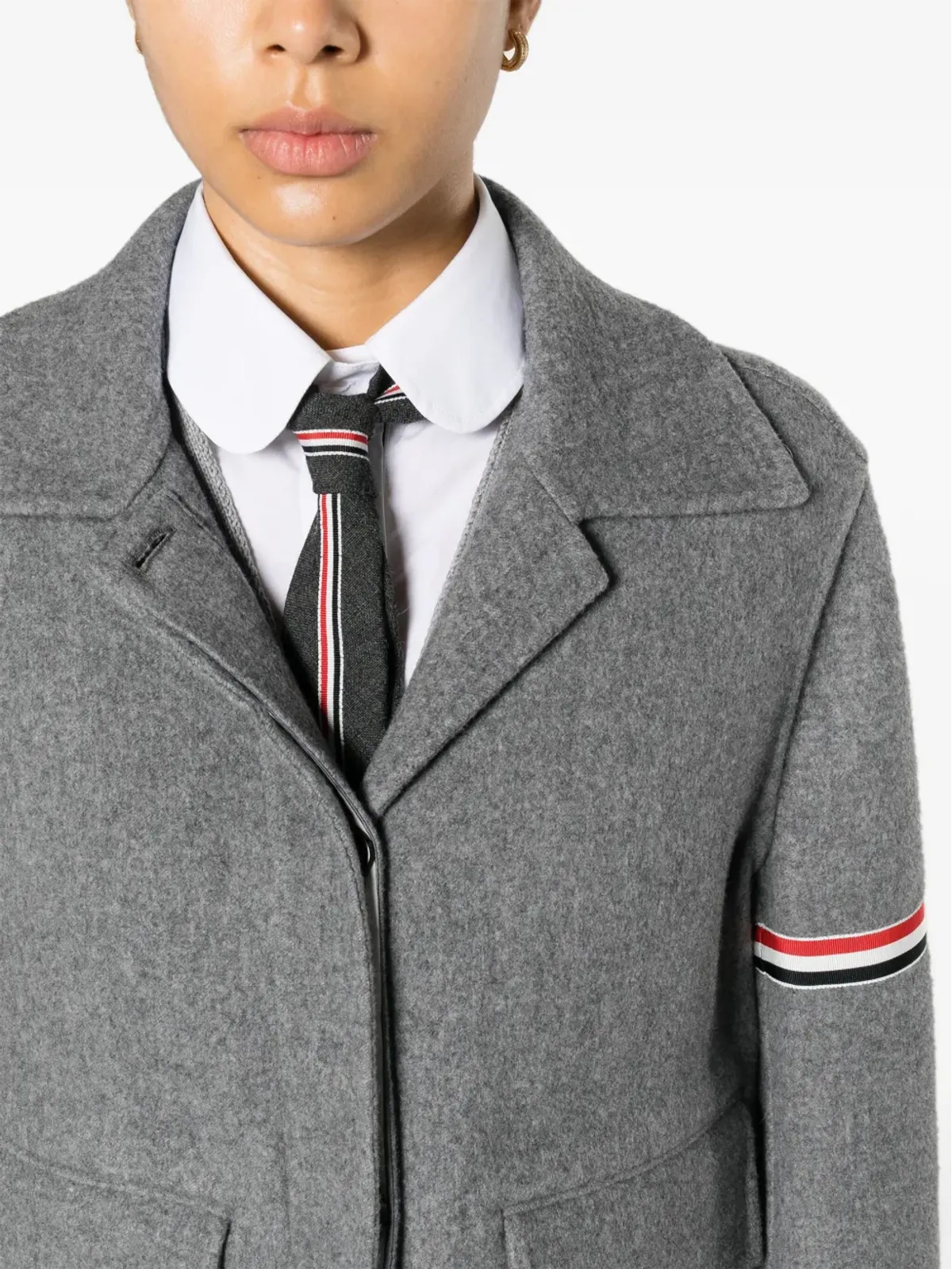 Thom Browne グログランストライプ起毛ジャケット - グレー - 画像5