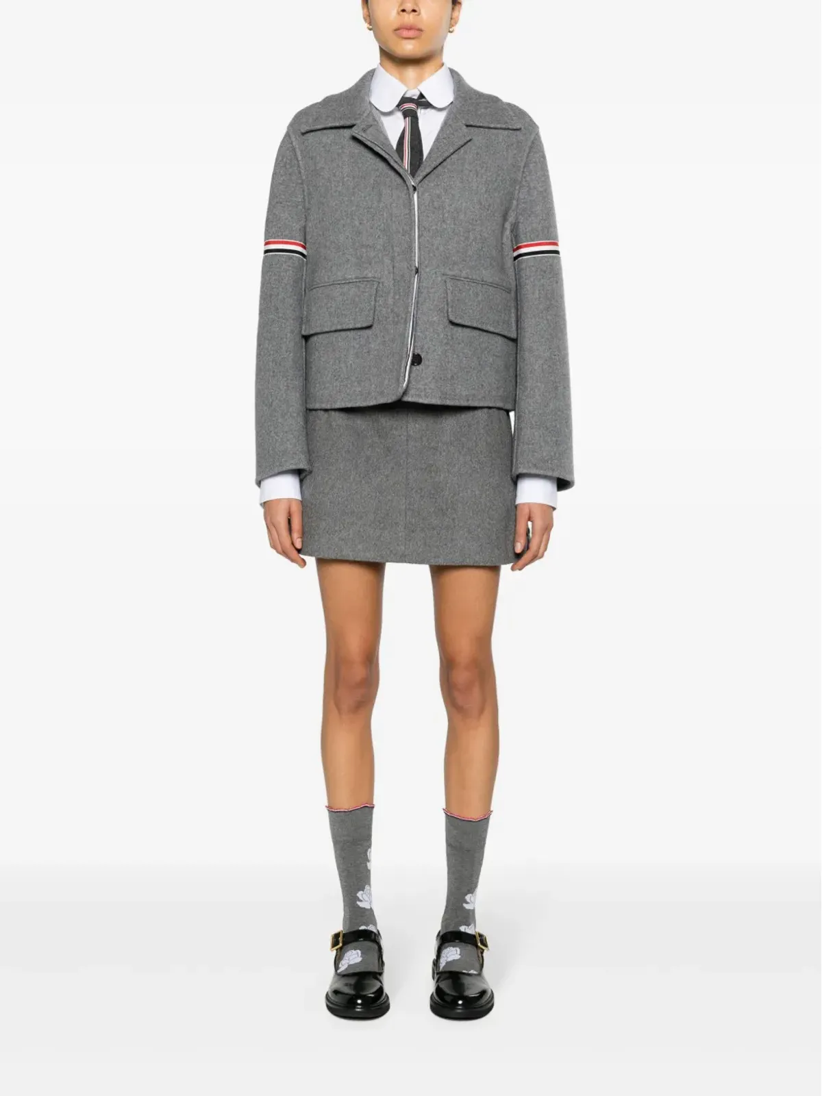 Thom Browne グログランストライプ起毛ジャケット - グレー - 画像2
