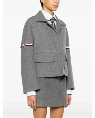 Thom Browne グログランストライプ起毛ジャケット - グレー - サムネイル3