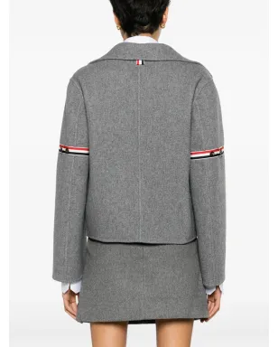 Thom Browne グログランストライプ起毛ジャケット - グレー - サムネイル4