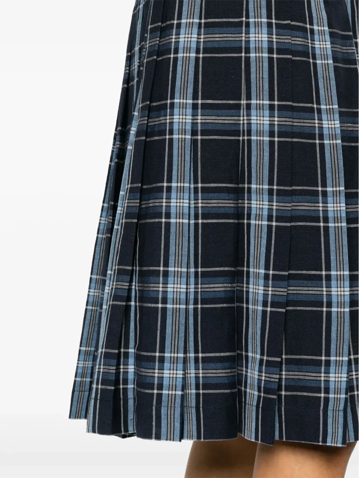 Thom Browne チェック柄プリーツシャツドレス ブルー - 画像5