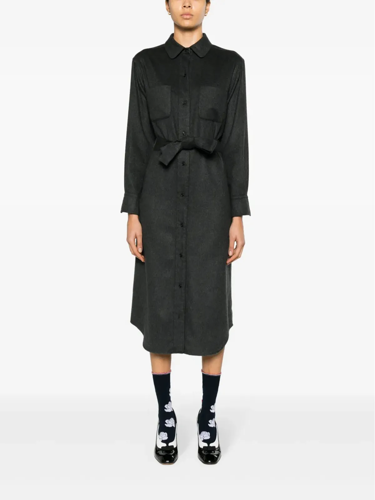 Thom Browne シルク混ミディ丈シャツドレス - 画像2