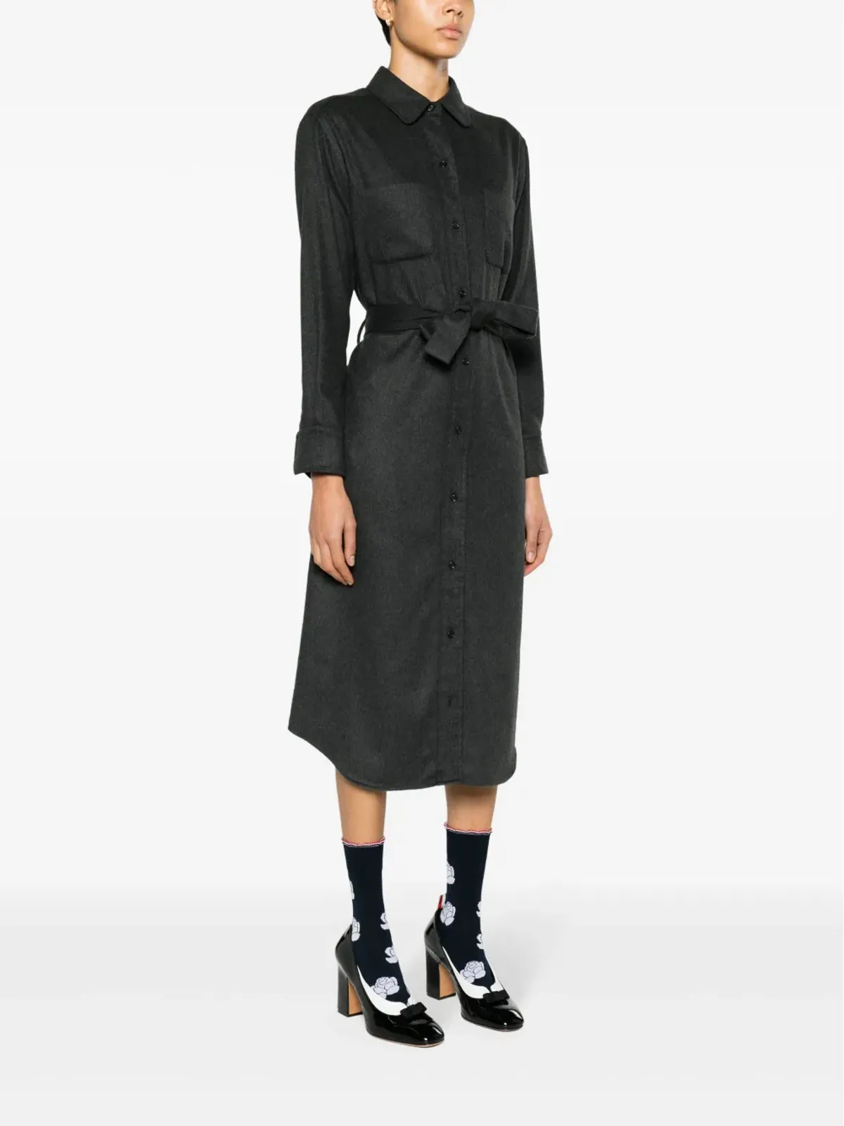 Thom Browne シルク混ミディ丈シャツドレス - 画像3