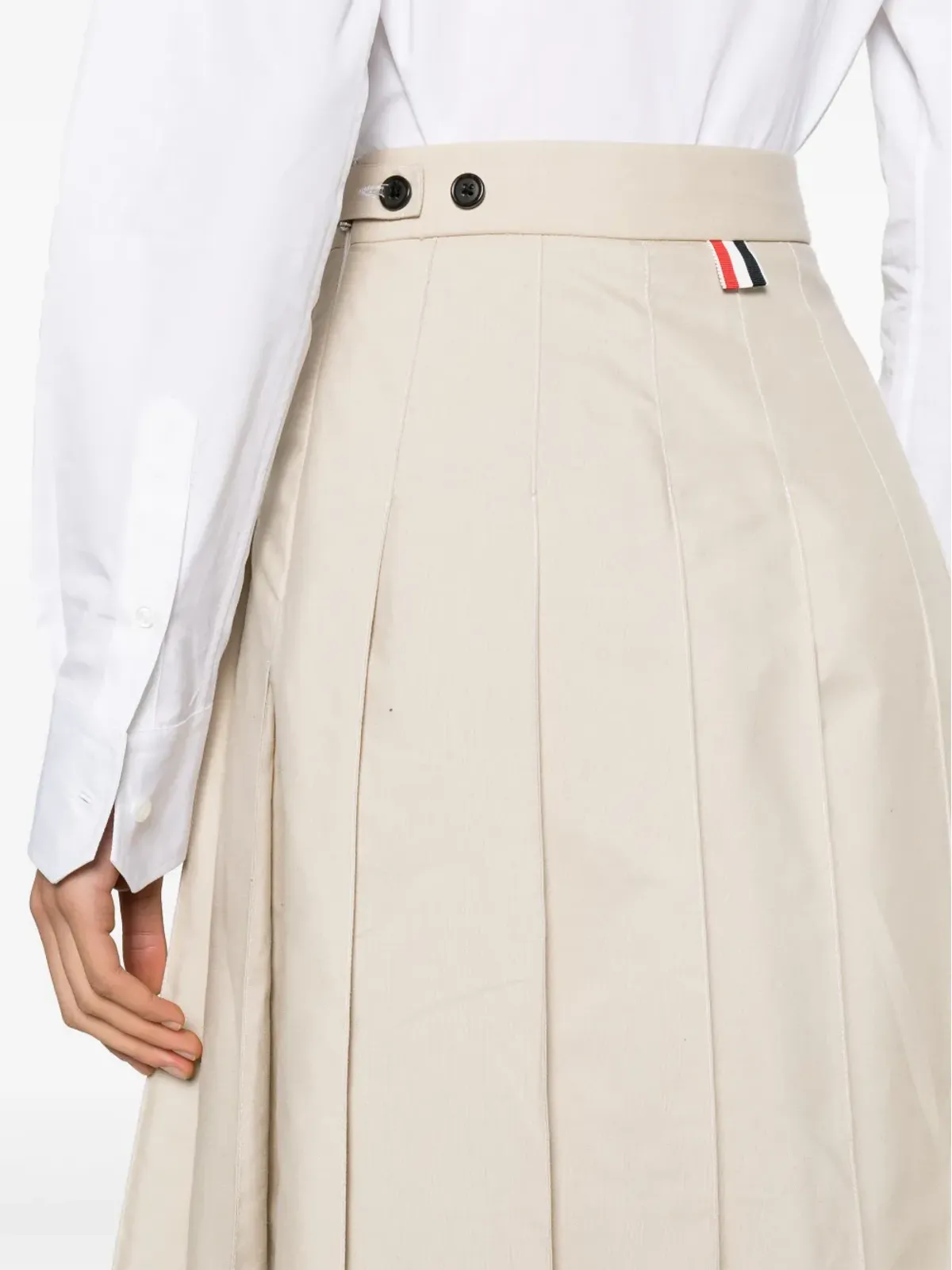 Thom Browne RWBタブ付きプリーツミディスカート - ニュートラルカラー - 画像5