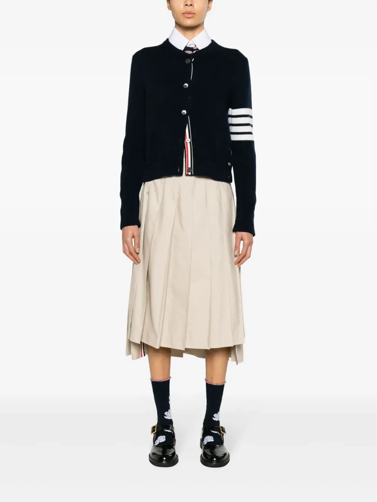 Thom Browne RWBタブ付きプリーツミディスカート - ニュートラルカラー - 画像2