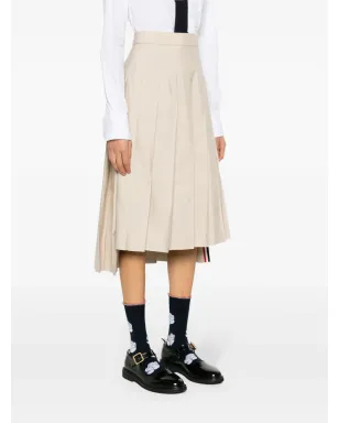 Thom Browne RWBタブ付きプリーツミディスカート - ニュートラルカラー - サムネイル3