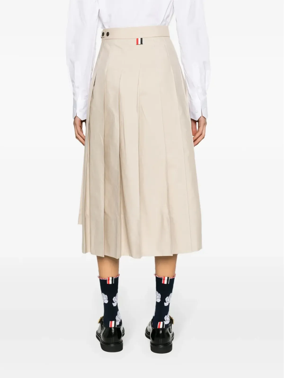 Thom Browne RWBタブ付きプリーツミディスカート - ニュートラルカラー - 画像4