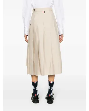 Thom Browne RWBタブ付きプリーツミディスカート - ニュートラルカラー - サムネイル4