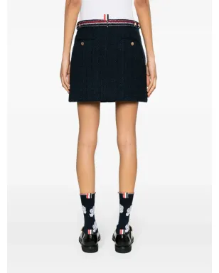 Thom Browne 4バータブ付きツイードミニスカート - ブルー - サムネイル4