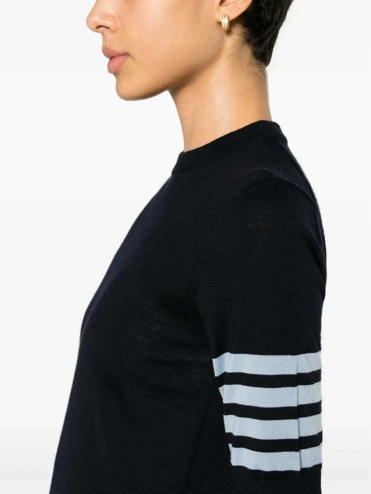 Thom Browne 4バー・ストライプ インターシャ編み Tシャツ - ブルー - 画像5