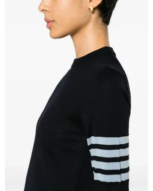 Thom Browne 4バー・ストライプ インターシャ編み Tシャツ - ブルー - サムネイル5