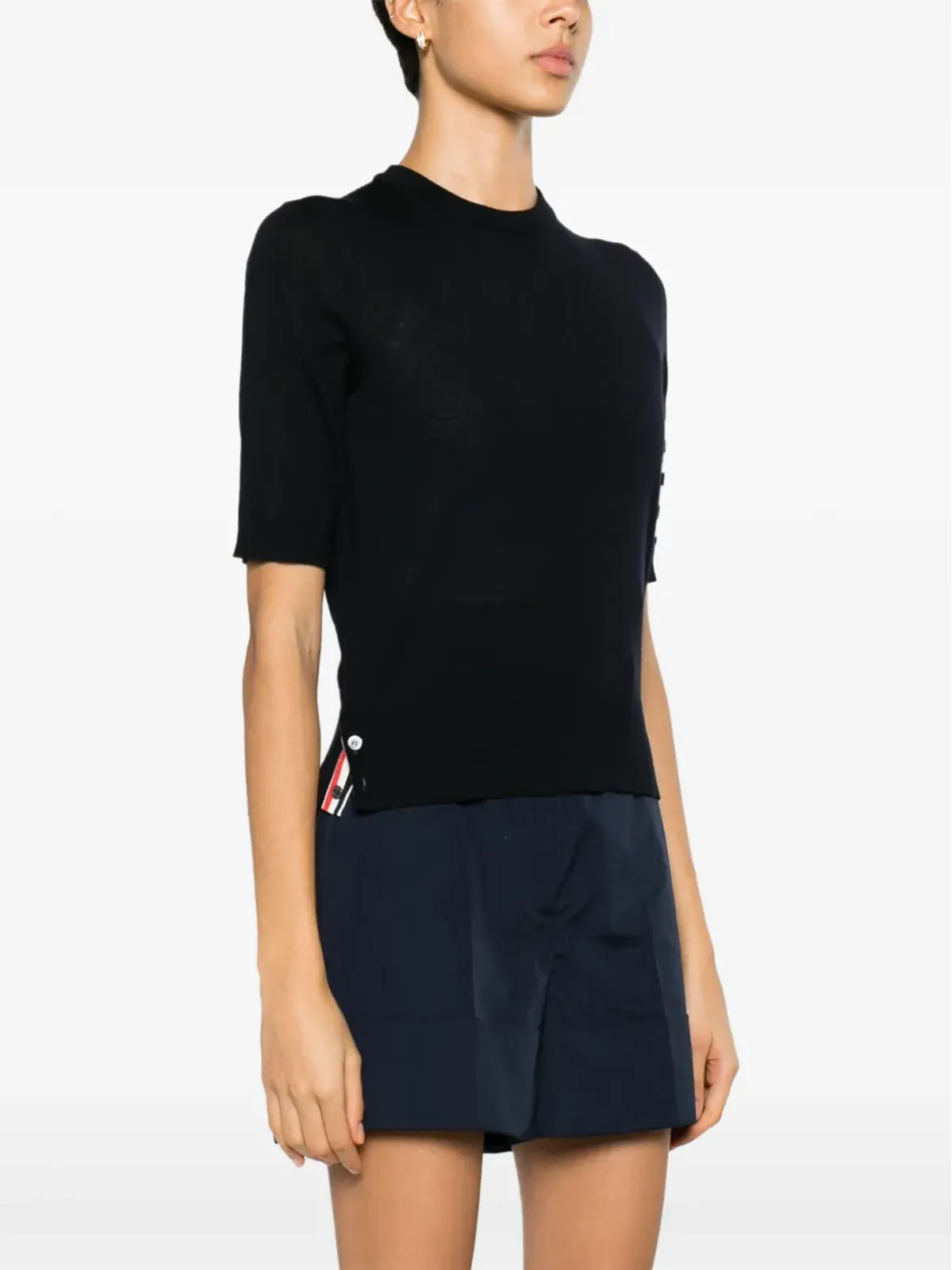 Thom Browne 4バー・ストライプ インターシャ編み Tシャツ - ブルー - 画像3