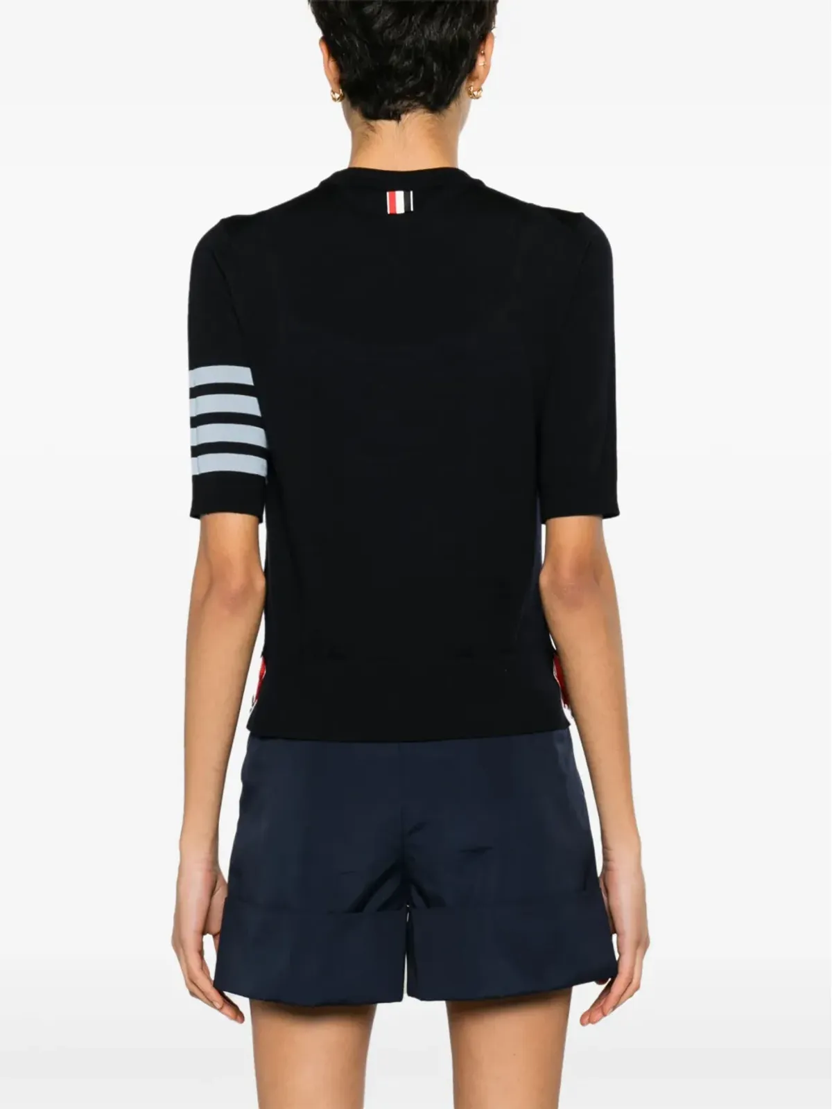 Thom Browne 4バー・ストライプ インターシャ編み Tシャツ - ブルー - 画像4