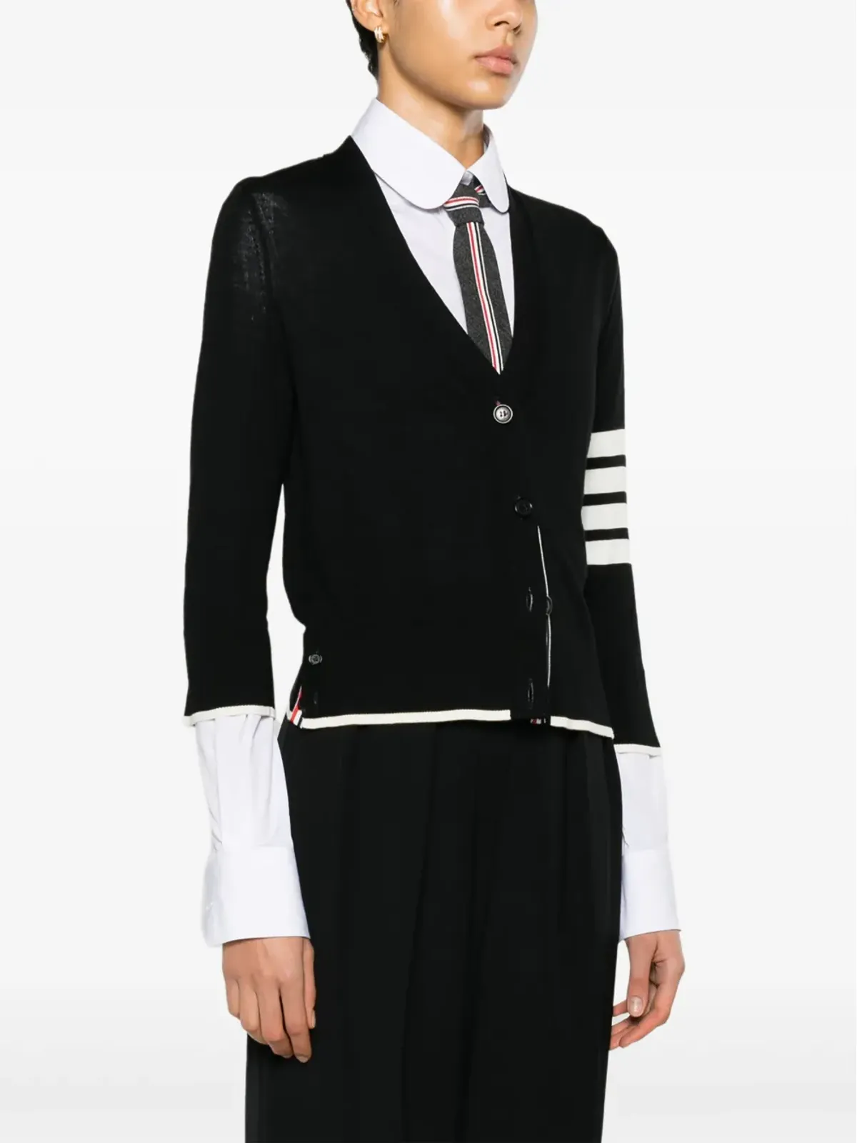 Thom Browne 4-Bar バージンウール カーディガン - ブラック - 画像3