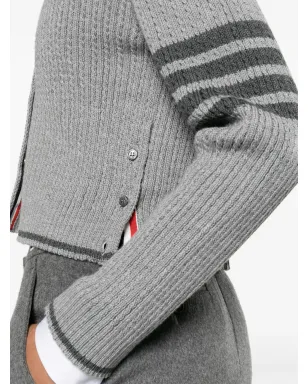 Thom Browne クロップド ケーブルニット カーディガン - グレー - サムネイル5