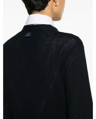 Thom Browne Vネック ヴァージンウール カーディガン - ブルー - サムネイル5