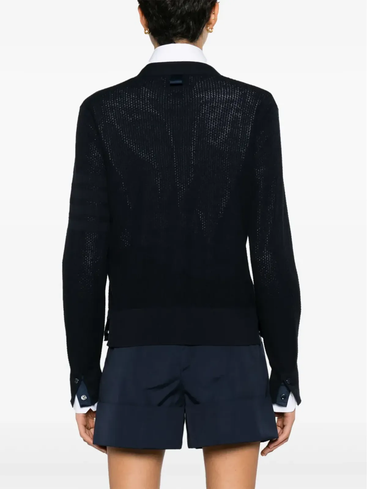 Thom Browne Vネック ヴァージンウール カーディガン - ブルー - 画像4