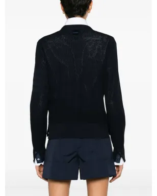 Thom Browne Vネック ヴァージンウール カーディガン - ブルー - サムネイル4