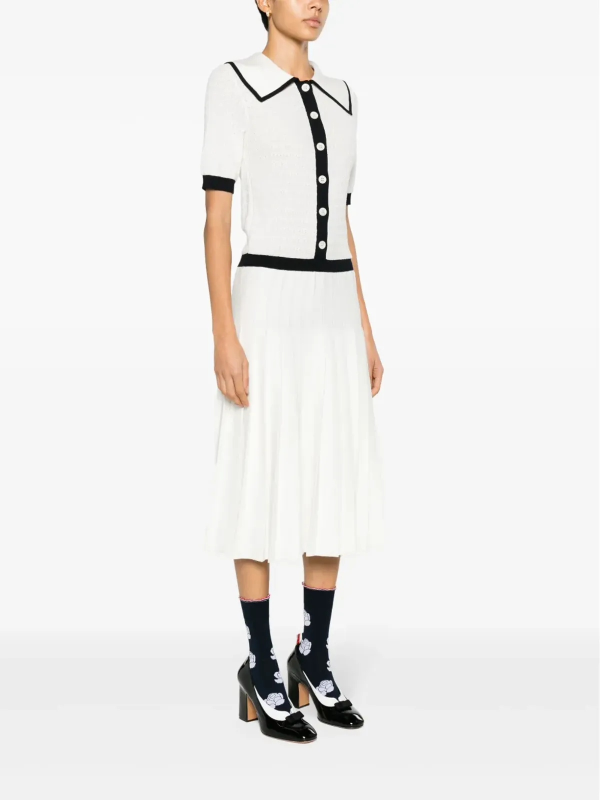 Thom Browne ポイントニットプリーツミディドレス - 画像3